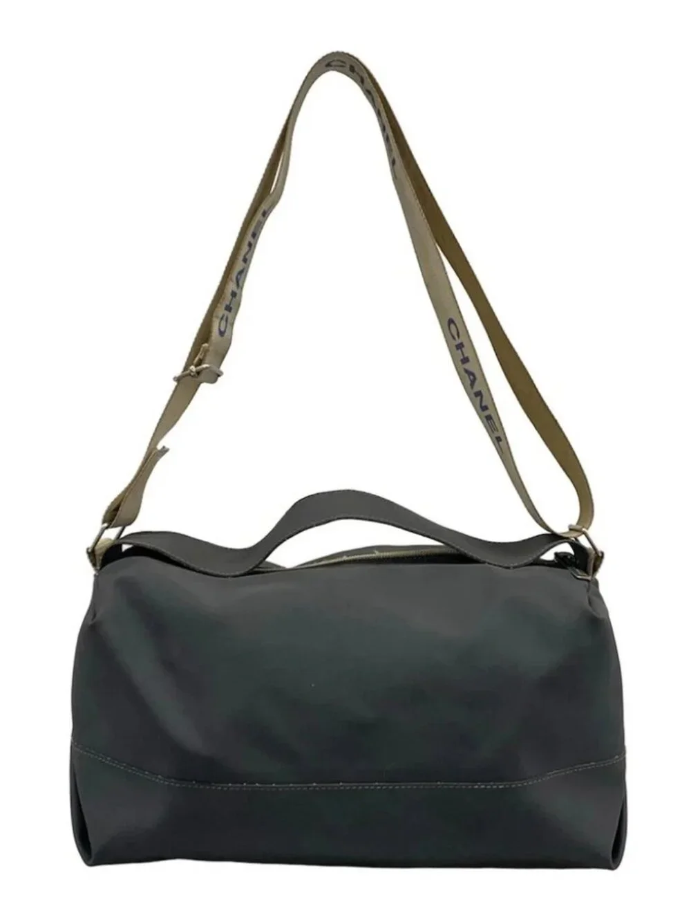 CHANEL Dark Gray Chemical Fiber Shoulder Bag